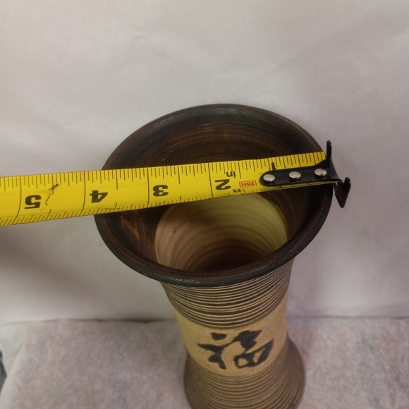 3d Handmade Vase Pottery Handpainted Beige  Signed VGT Wear Rare Collectible - Picture 6 of 7